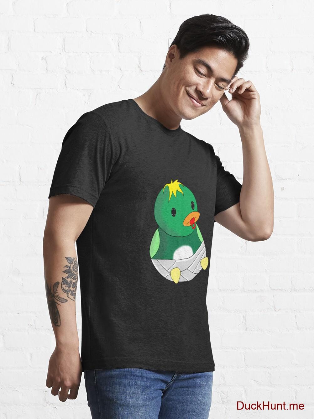 Baby duck Black Essential T-Shirt (Front printed) alternative image 6