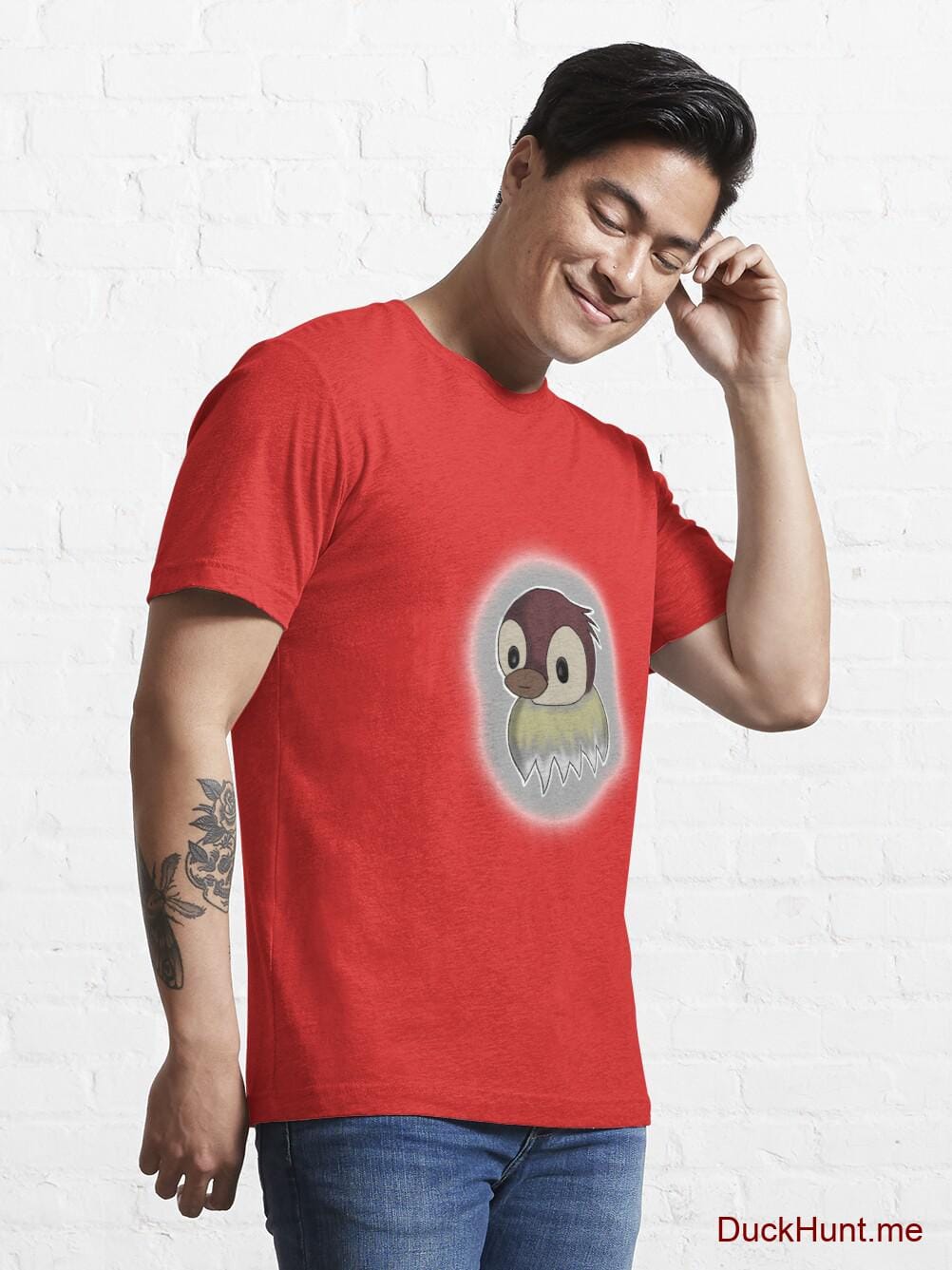 Ghost Duck (foggy) Red Essential T-Shirt (Front printed) alternative image 6