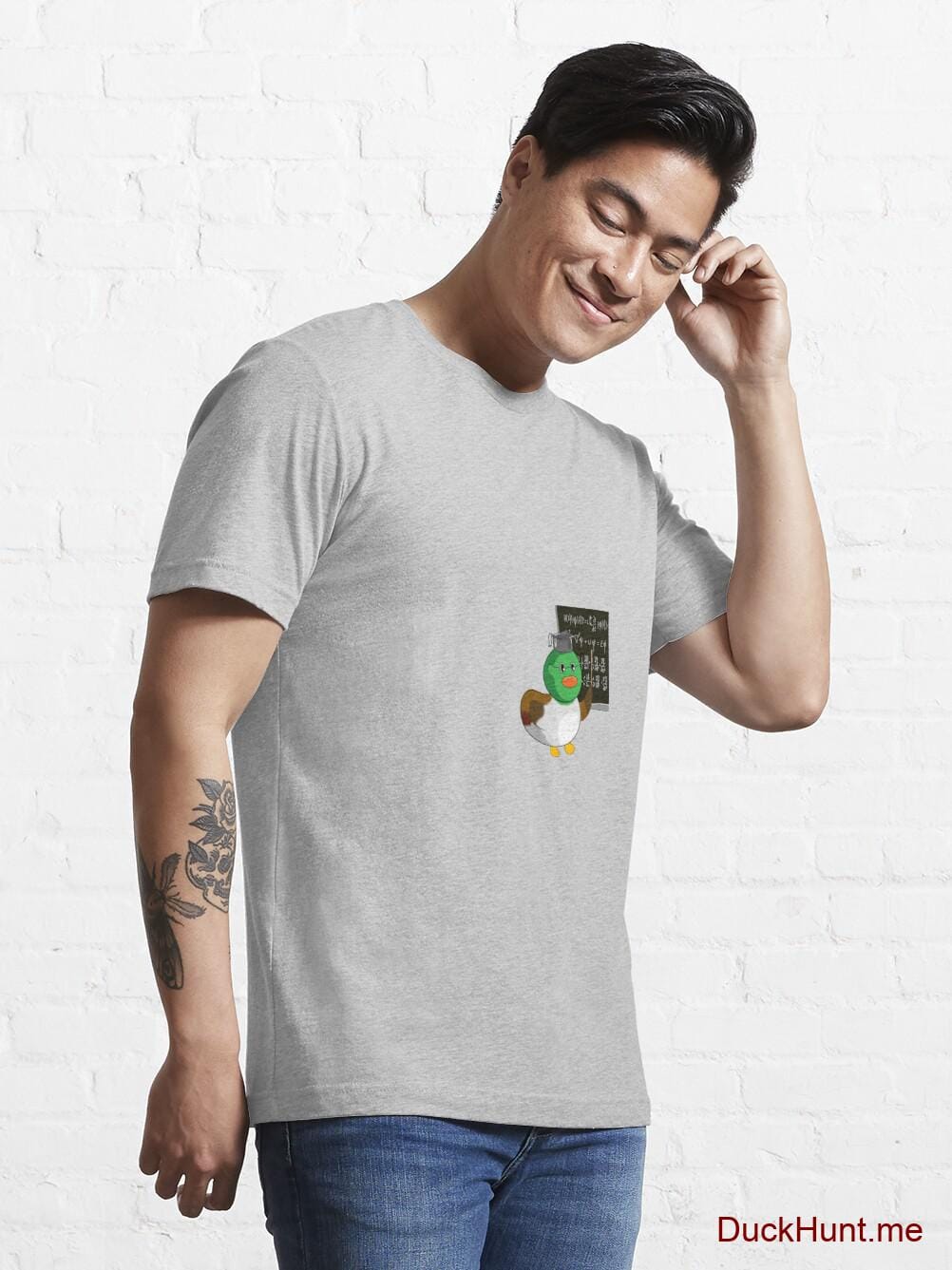 Prof Duck Heather Grey Essential T-Shirt (Front printed) alternative image 6
