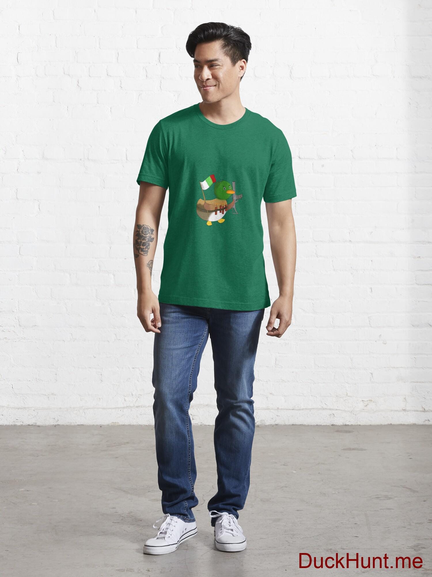 Kamikaze Duck Green Essential T-Shirt (Front printed) alternative image 4