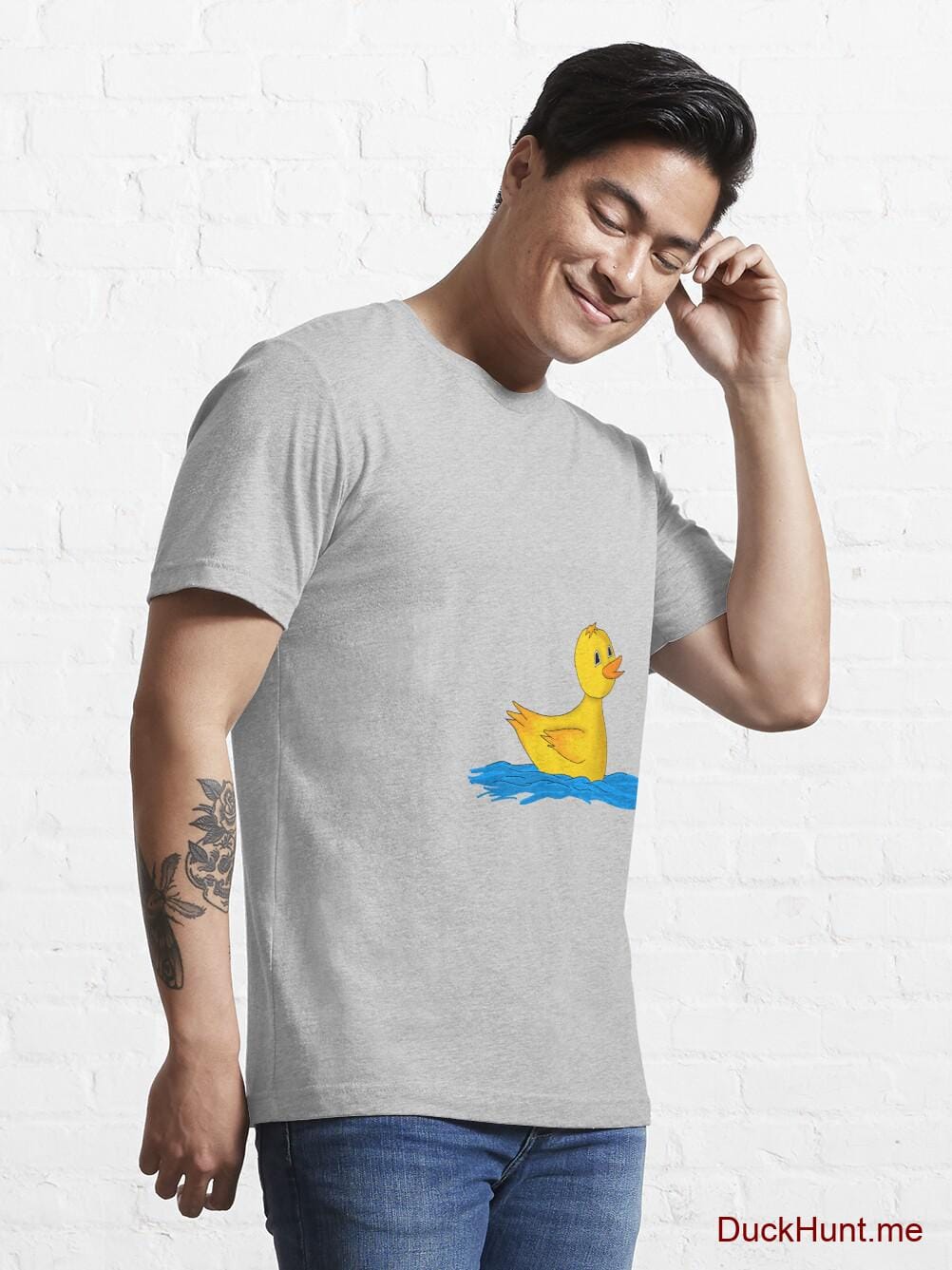 Plastic Duck Heather Grey Essential T-Shirt (Front printed) alternative image 6