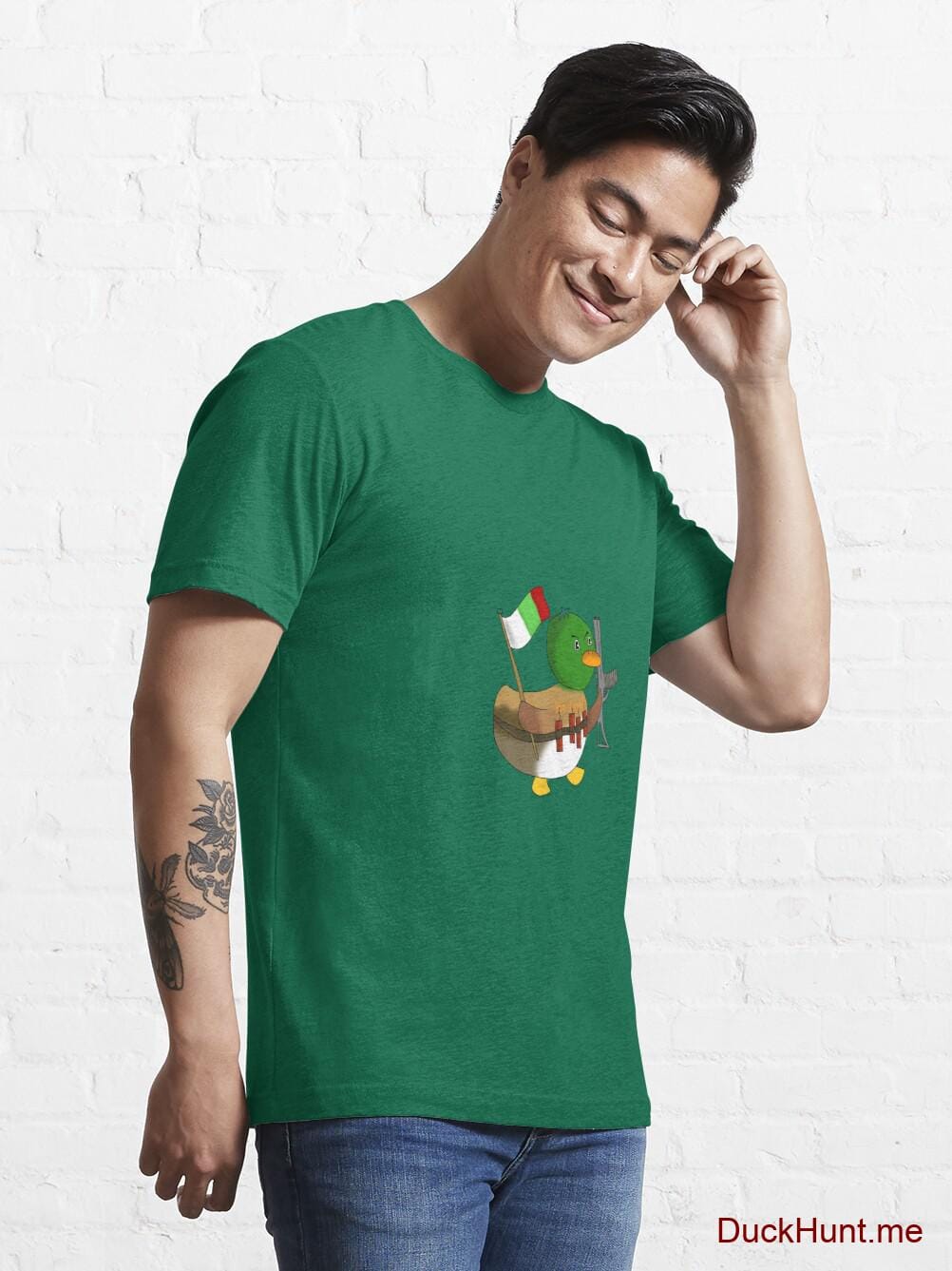 Kamikaze Duck Green Essential T-Shirt (Front printed) alternative image 6