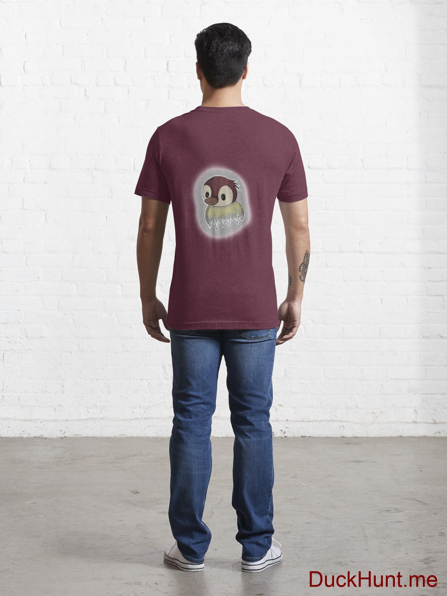 Ghost Duck (foggy) Dark Red Essential T-Shirt (Back printed) alternative image 3