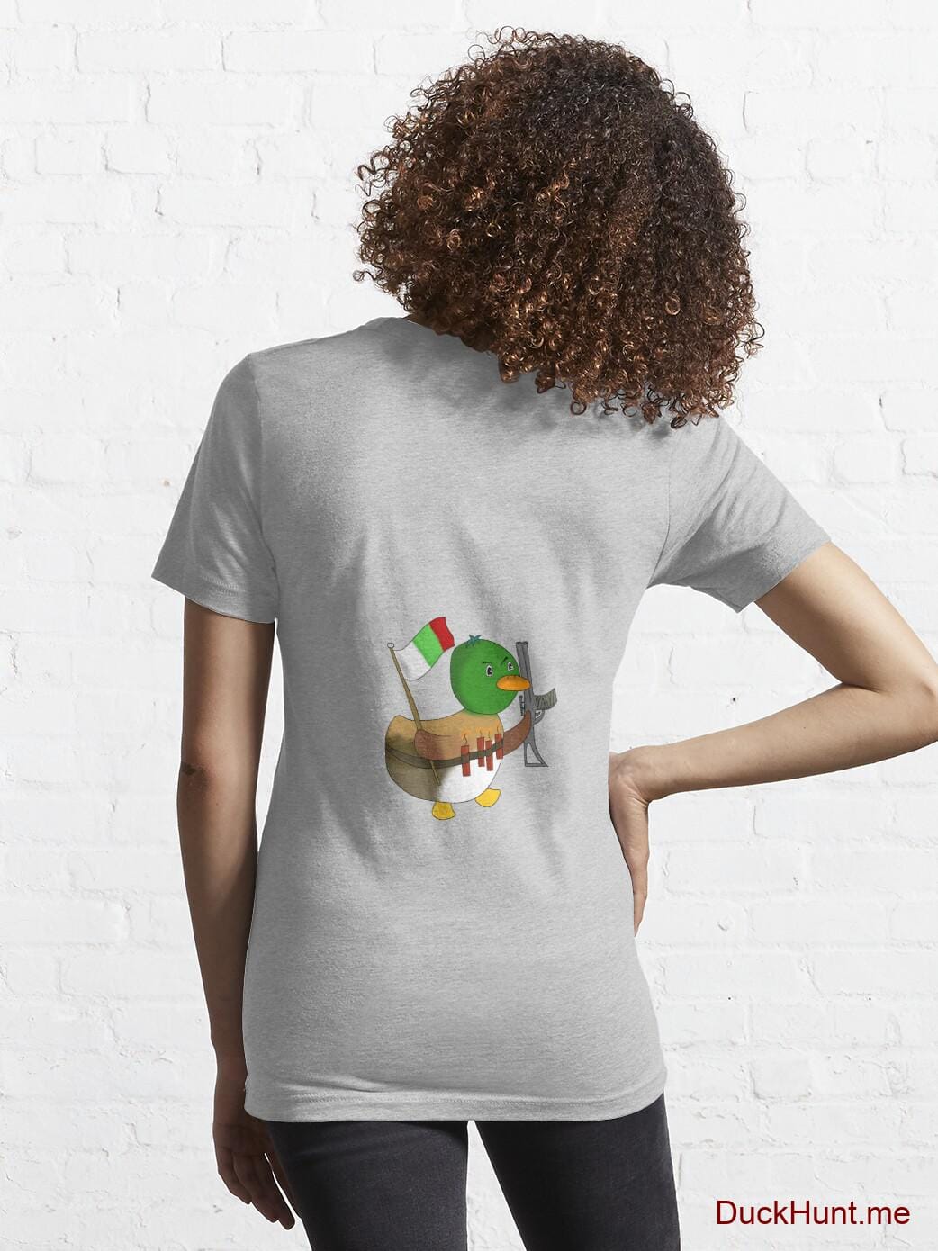 Kamikaze Duck Heather Grey Essential T-Shirt (Back printed) alternative image 4