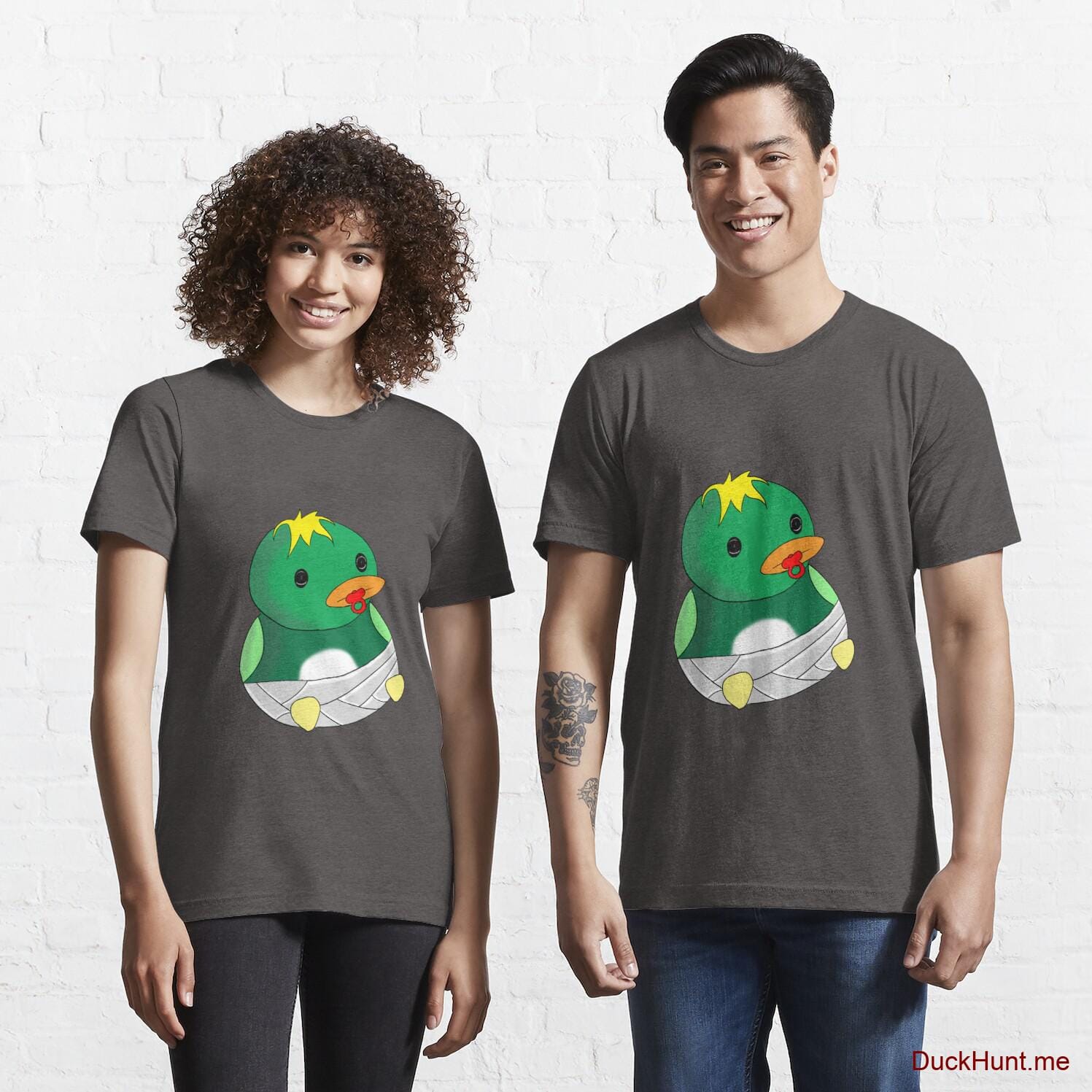 Baby duck Charcoal Heather Essential T-Shirt (Front printed)
