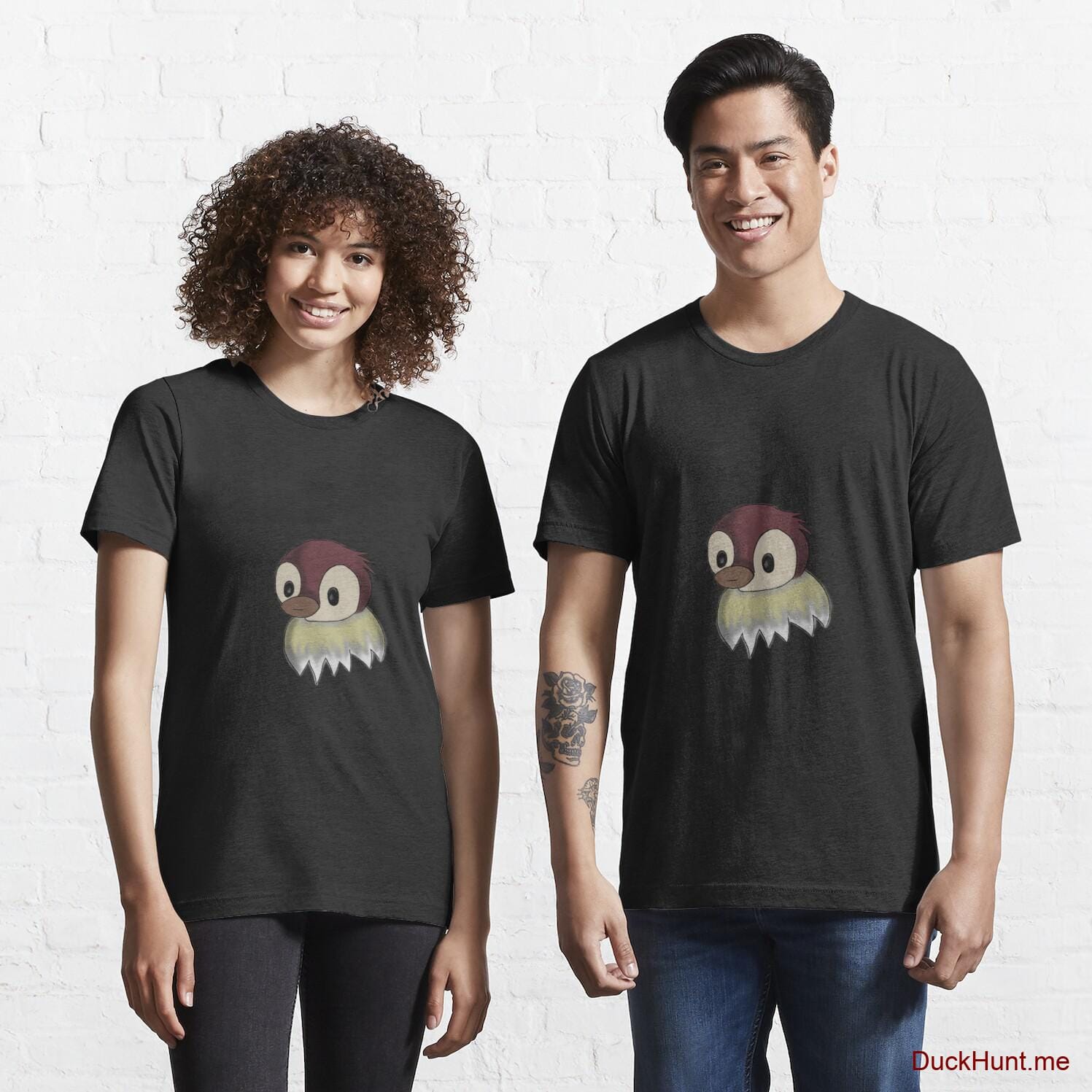 Ghost Duck (fogless) Black Essential T-Shirt (Front printed)