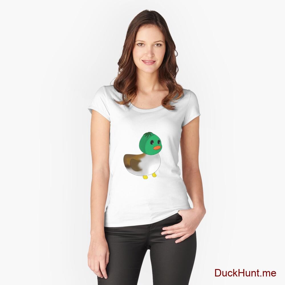 Normal Duck White Fitted Scoop T-Shirt (Front printed)