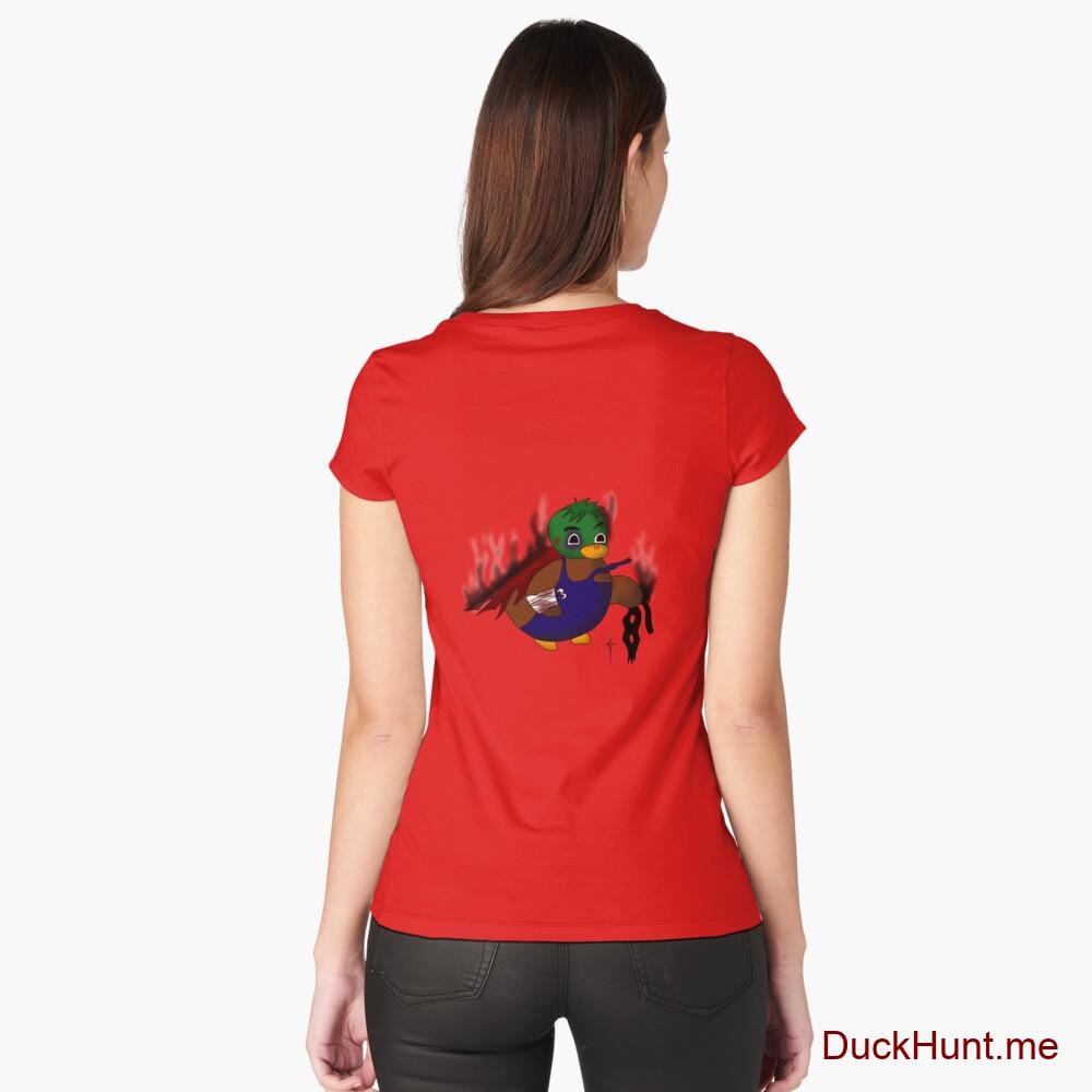 Dead Boss Duck (smoky) Red Fitted Scoop T-Shirt (Back printed)
