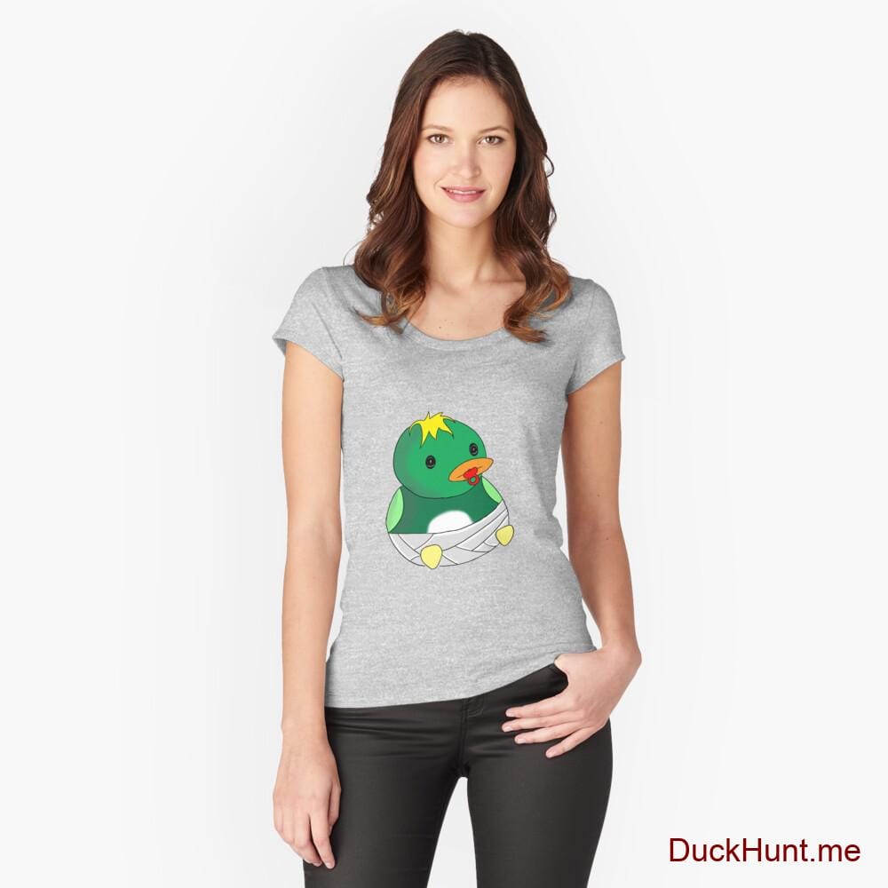 Baby duck Heather Grey Fitted Scoop T-Shirt (Front printed)