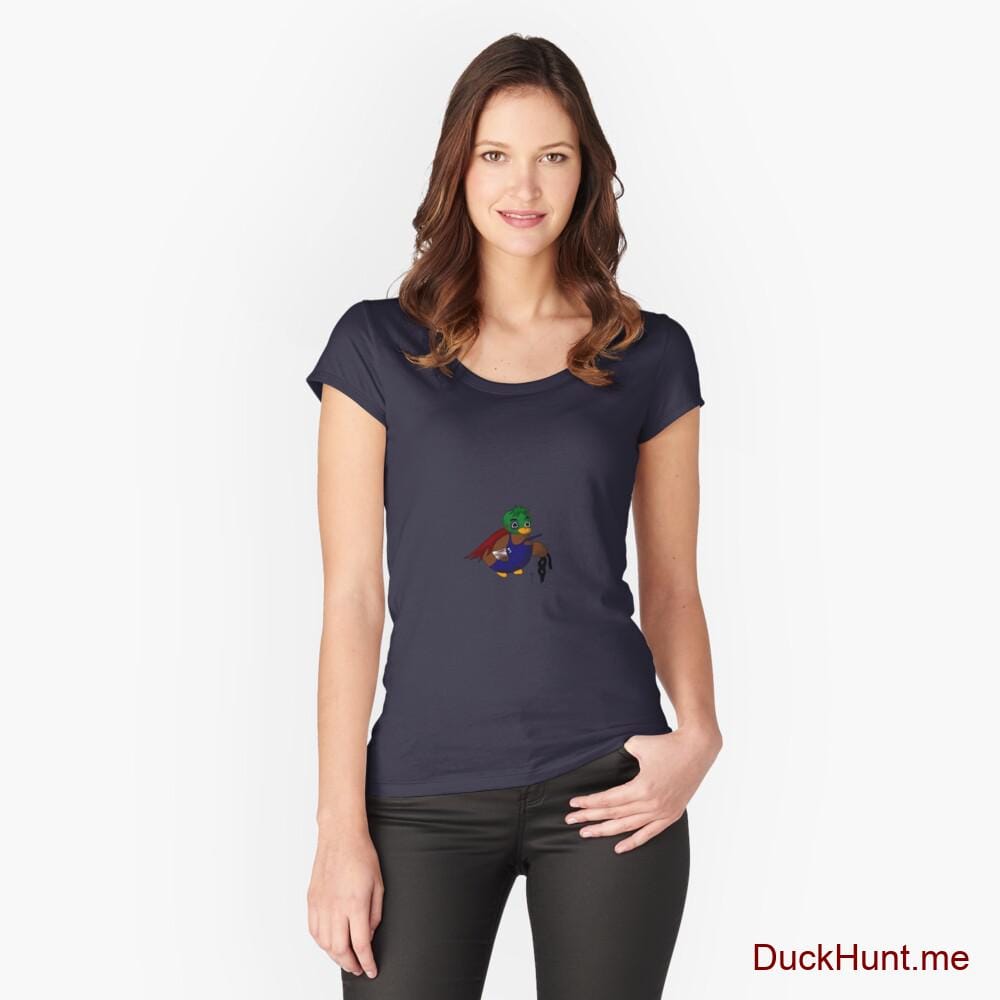 Dead DuckHunt Boss (smokeless) Navy Fitted Scoop T-Shirt (Front printed)