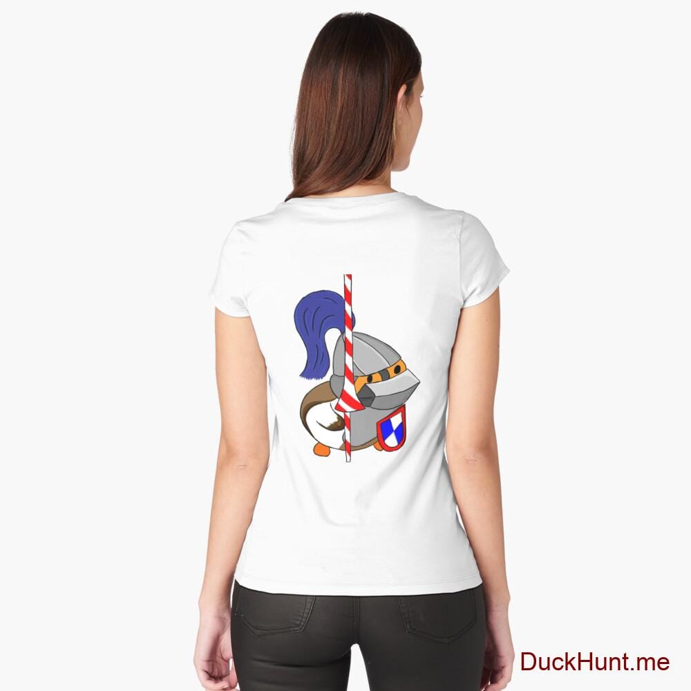 Armored Duck White Fitted Scoop T-Shirt (Back printed)