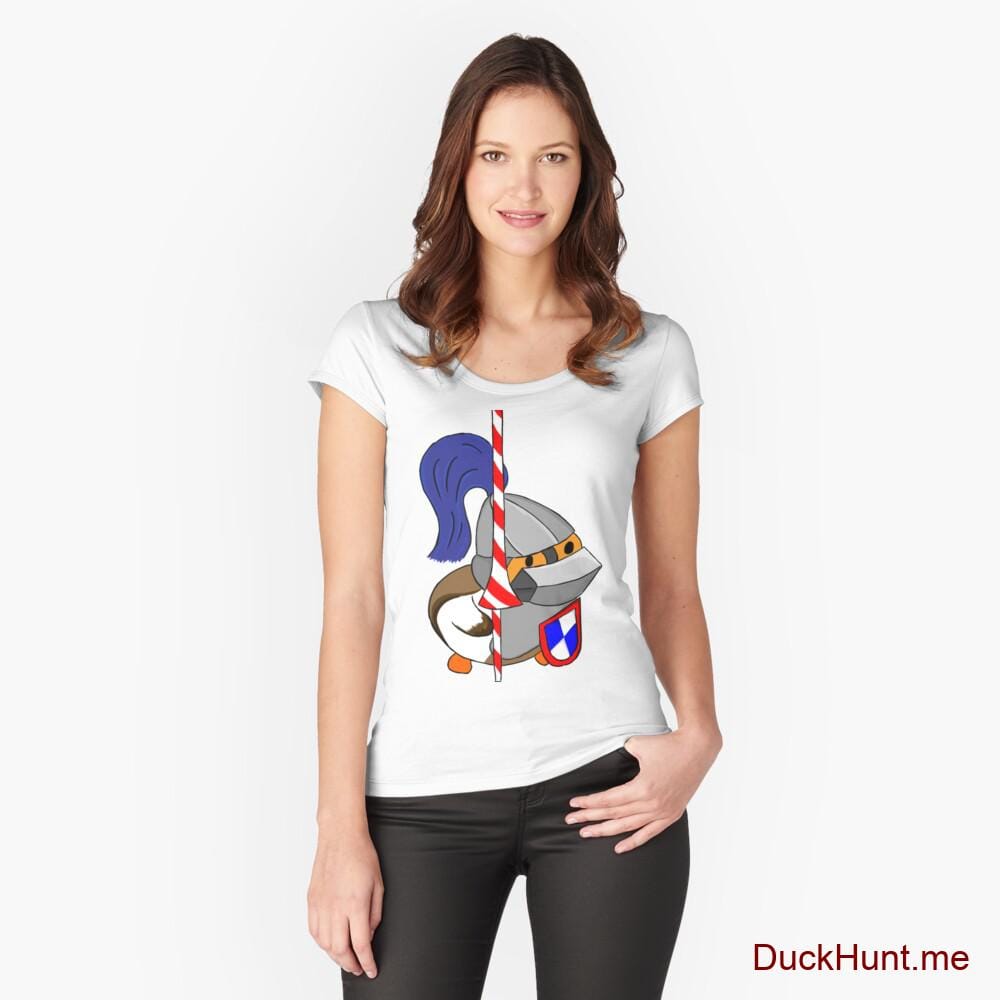 Armored Duck White Fitted Scoop T-Shirt (Front printed)