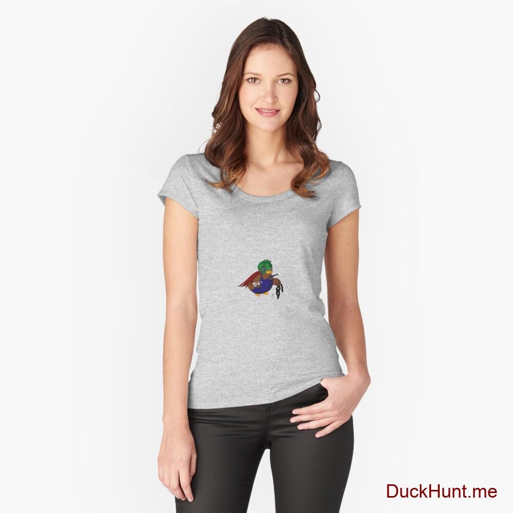 Dead DuckHunt Boss (smokeless) Heather Grey Fitted Scoop T-Shirt (Front printed)