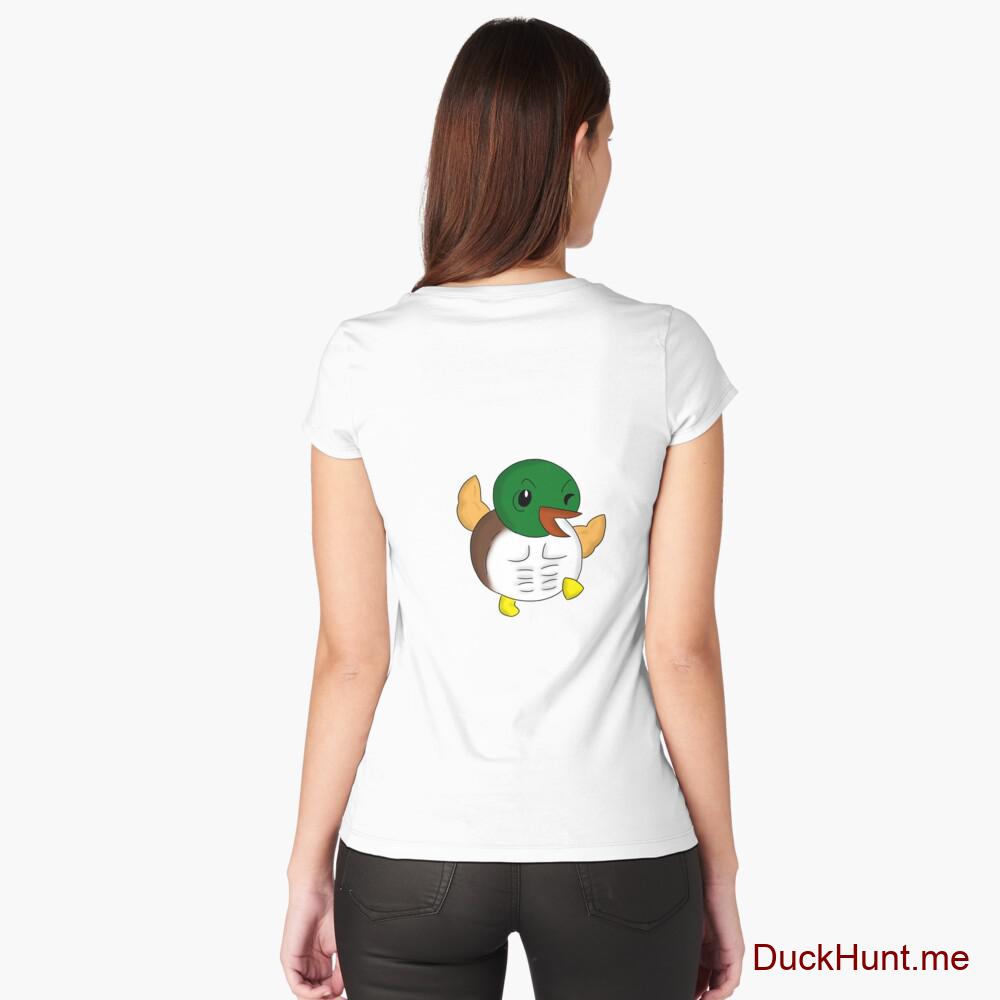 Super duck White Fitted Scoop T-Shirt (Back printed)