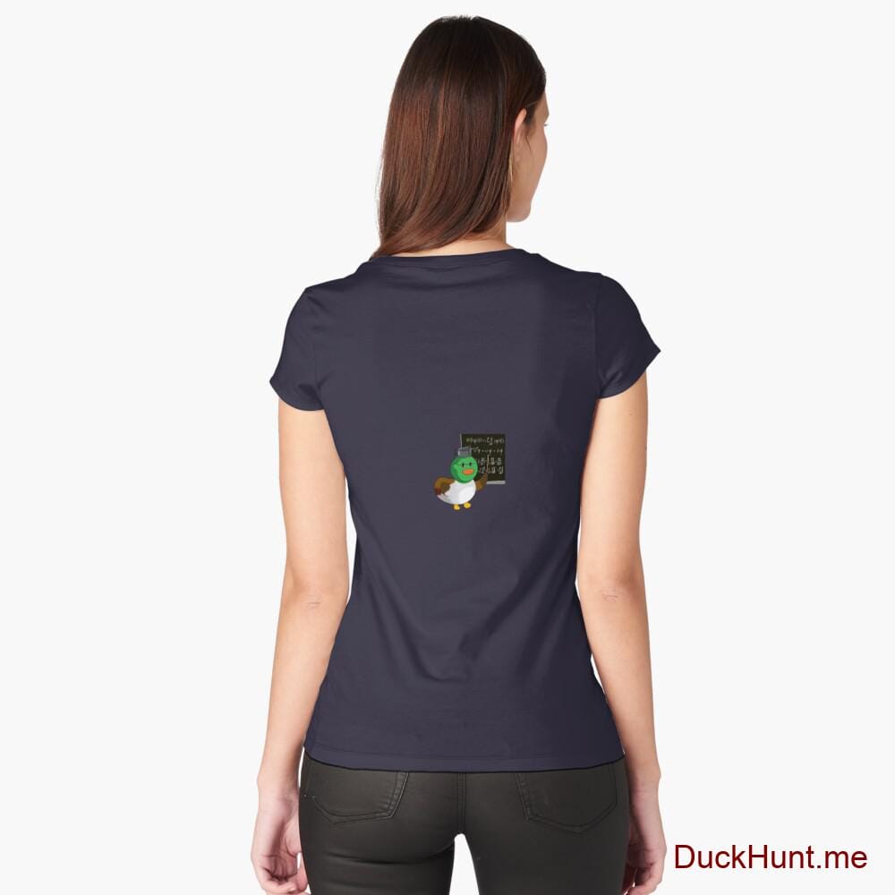 Prof Duck Navy Fitted Scoop T-Shirt (Back printed)