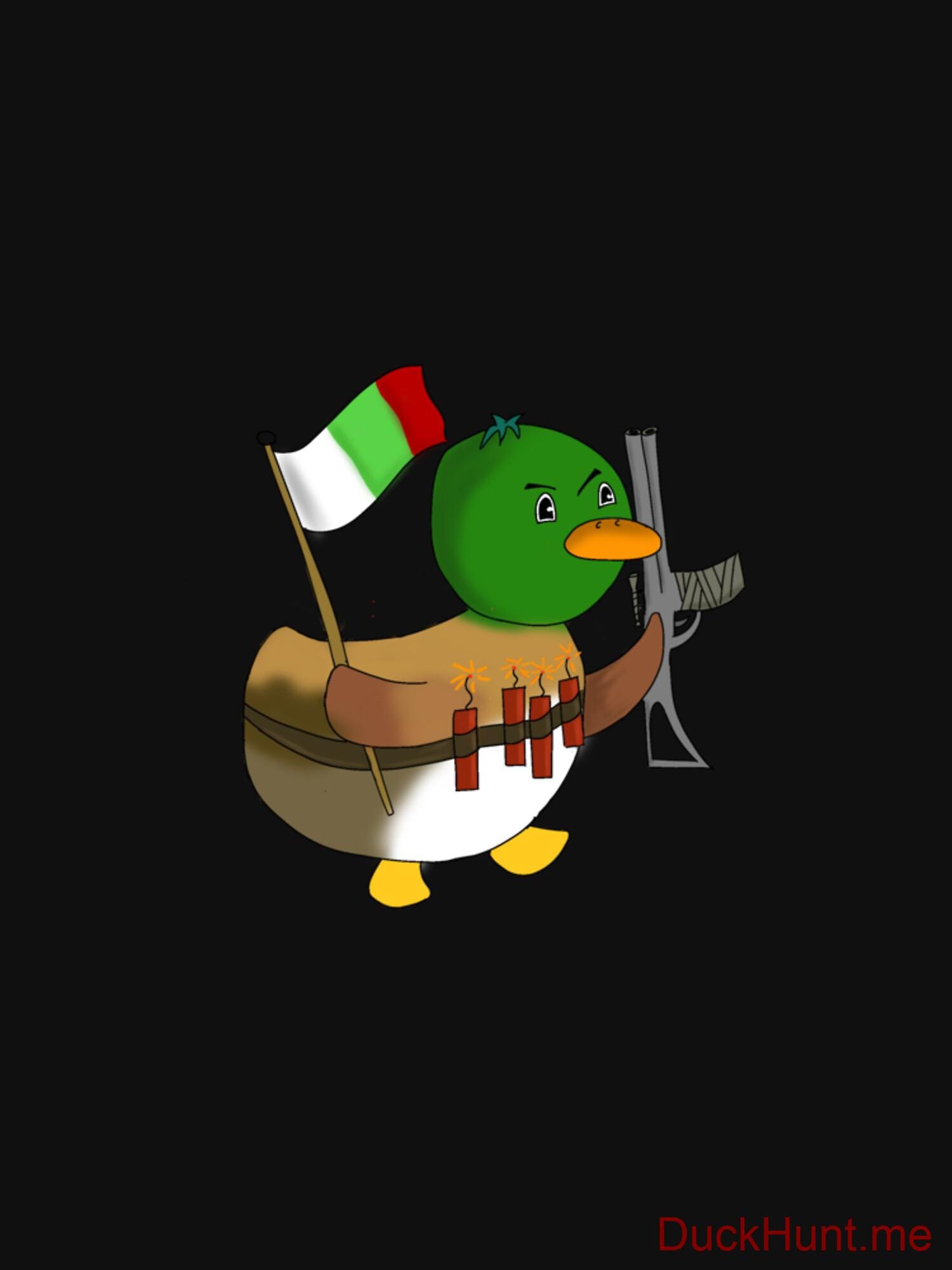 Kamikaze Duck Black Fitted Scoop T-Shirt (Back printed) alternative image 1