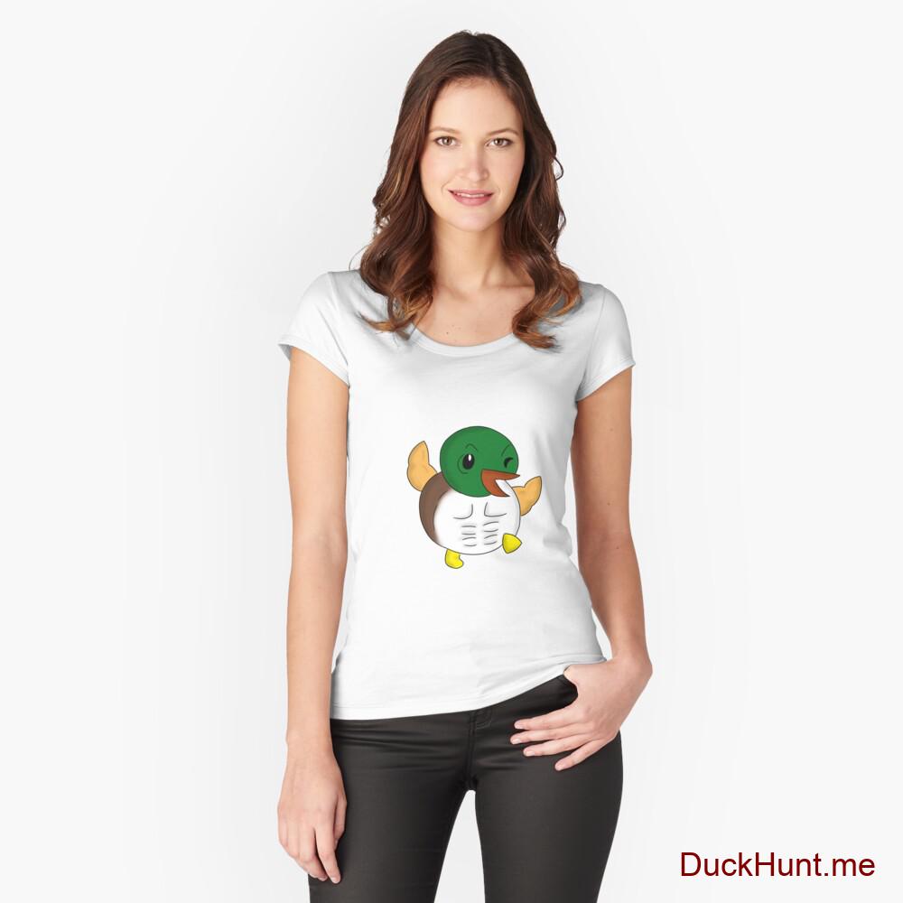 Super duck White Fitted Scoop T-Shirt (Front printed)