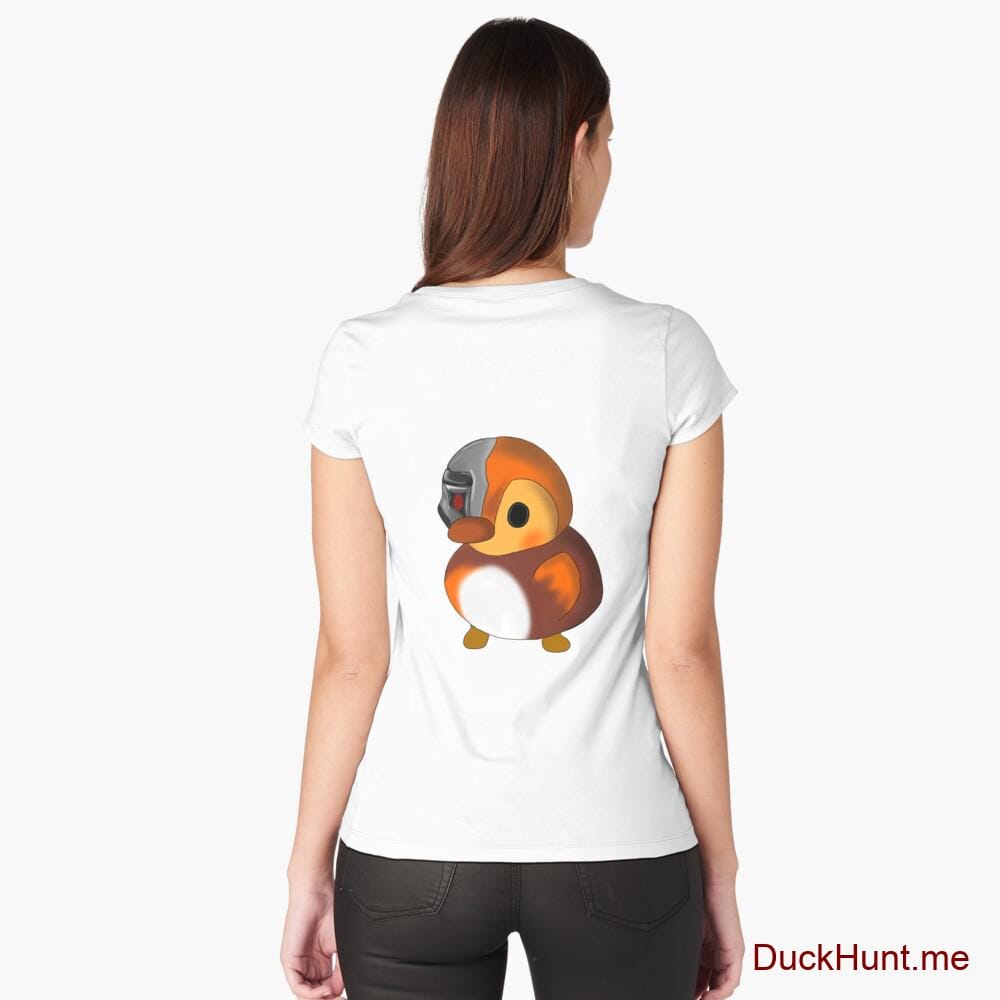 Mechanical Duck White Fitted Scoop T-Shirt (Back printed)