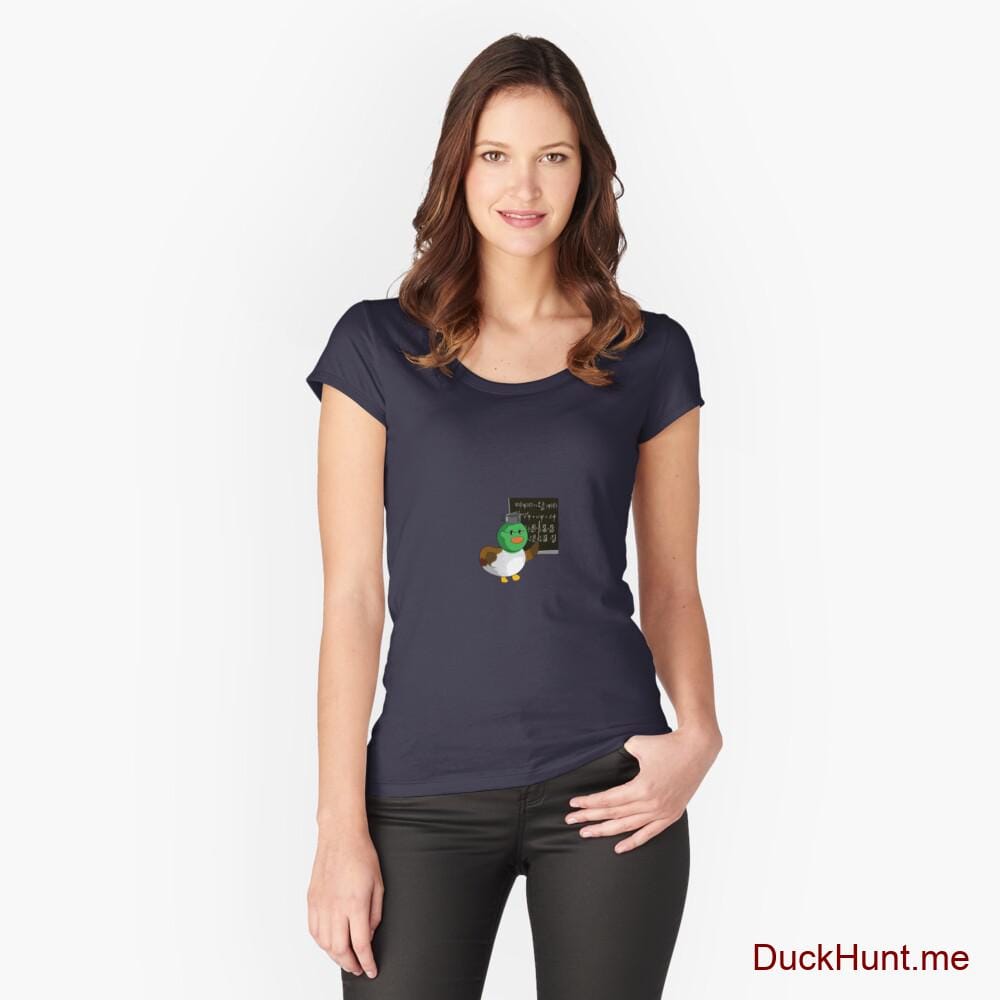 Prof Duck Navy Fitted Scoop T-Shirt (Front printed)