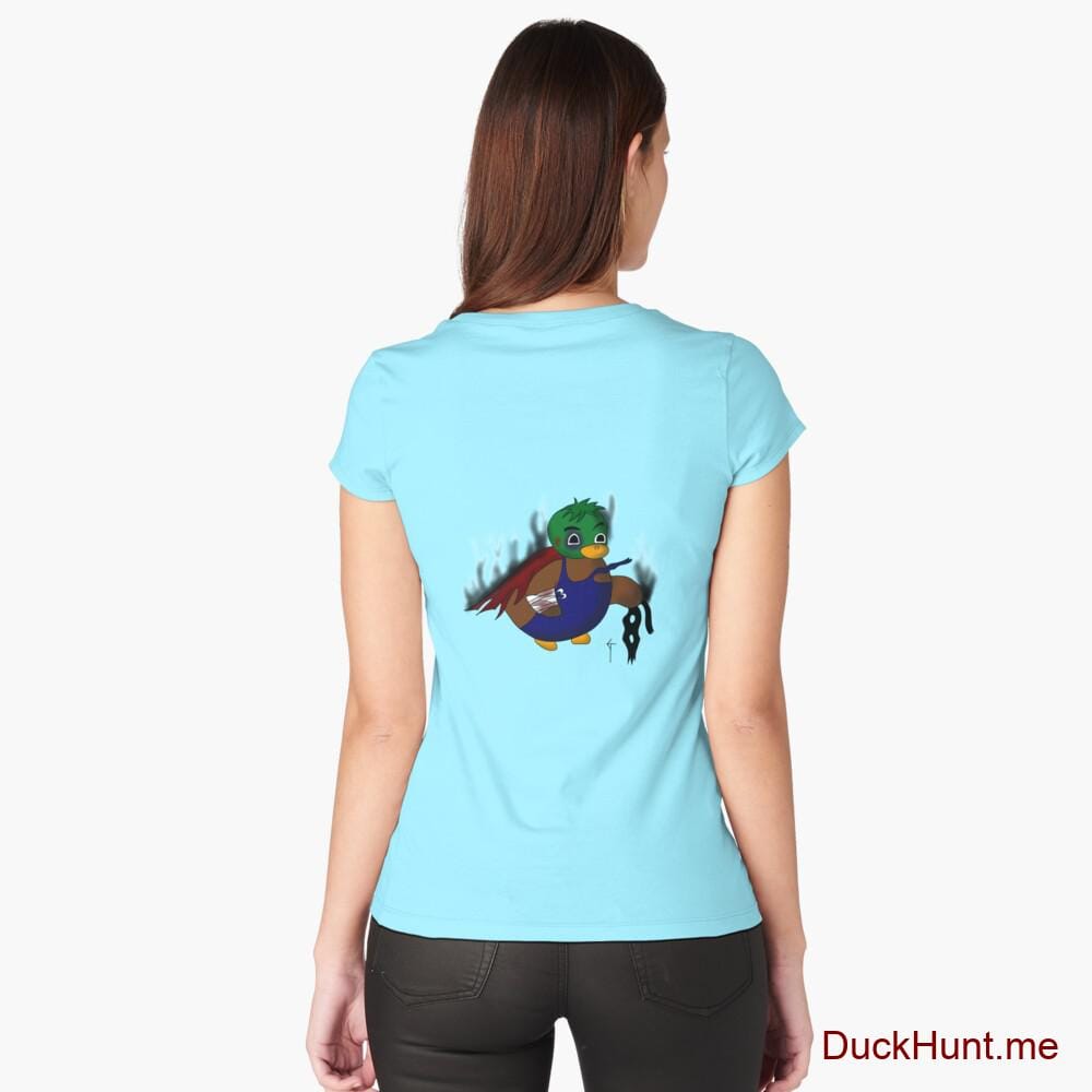 Dead Boss Duck (smoky) Turquoise Fitted Scoop T-Shirt (Back printed)