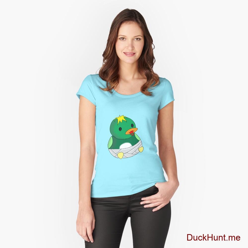 Baby duck Turquoise Fitted Scoop T-Shirt (Front printed)