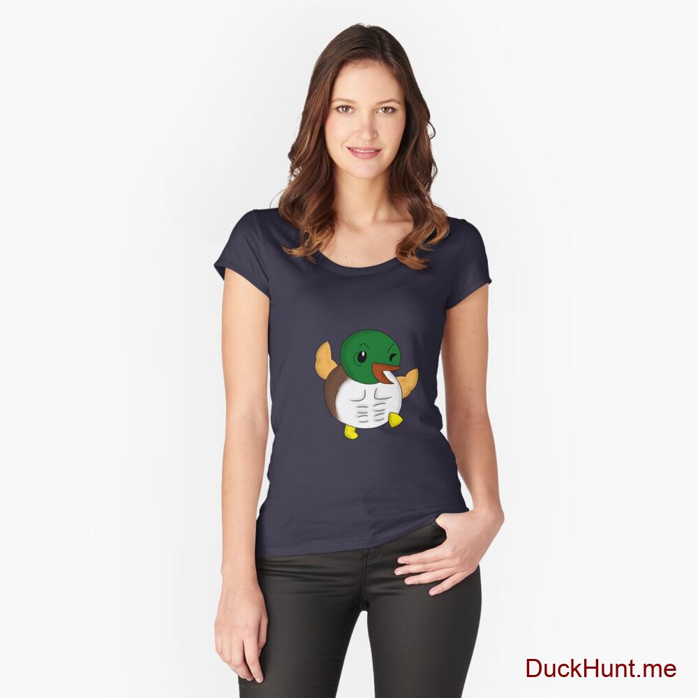 Super duck Navy Fitted Scoop T-Shirt (Front printed)
