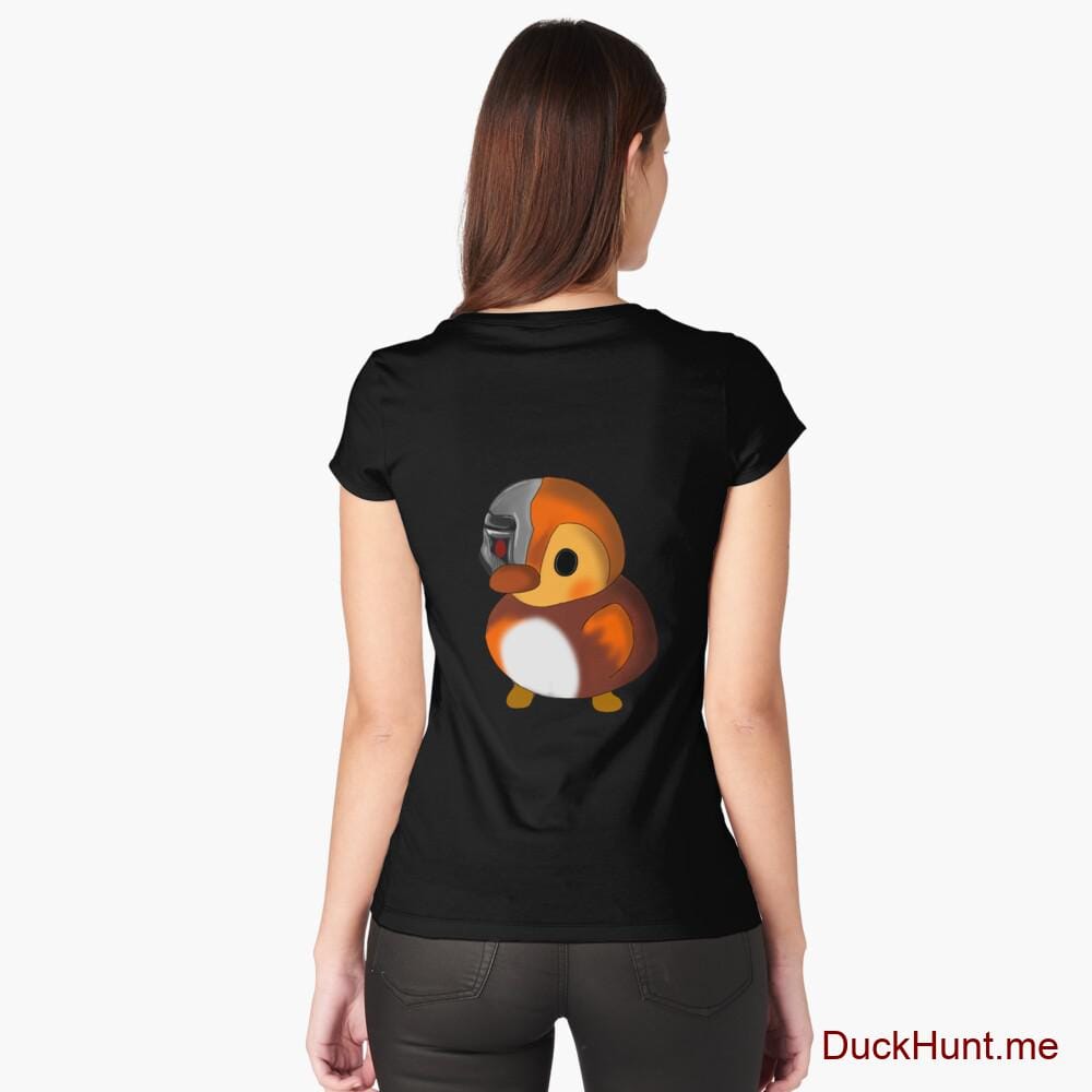 Mechanical Duck Black Fitted Scoop T-Shirt (Back printed)