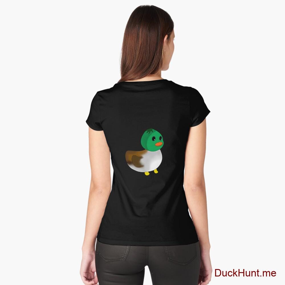 Normal Duck Black Fitted Scoop T-Shirt (Back printed)