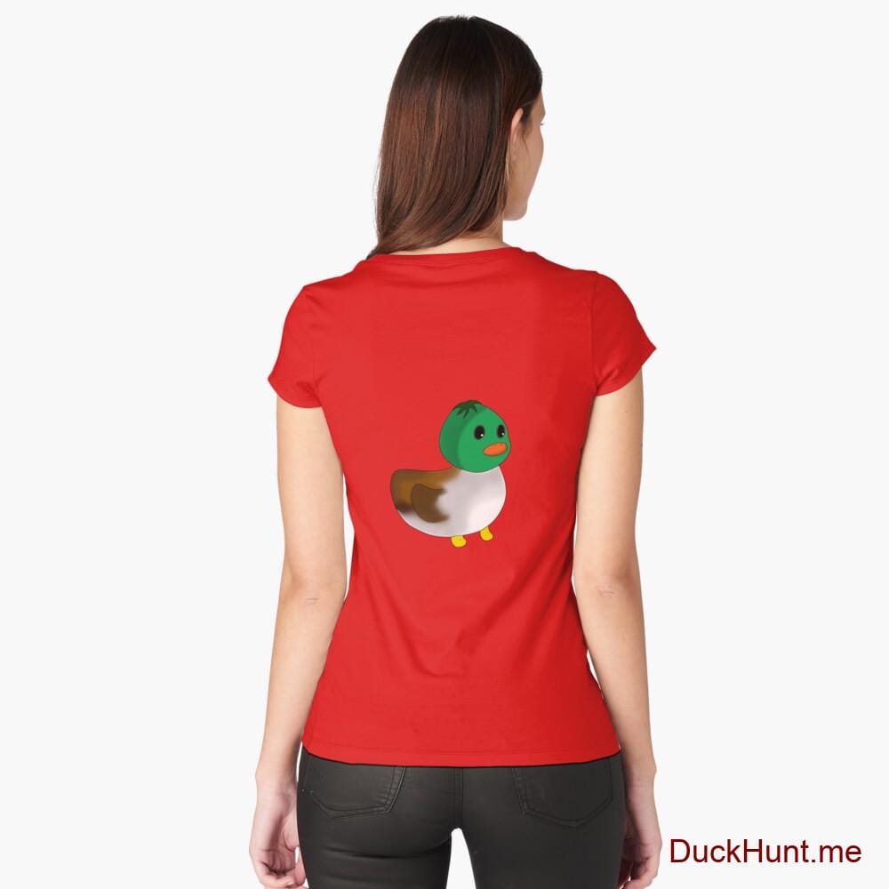 Normal Duck Red Fitted Scoop T-Shirt (Back printed)