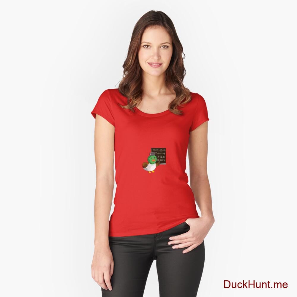 Prof Duck Red Fitted Scoop T-Shirt (Front printed)