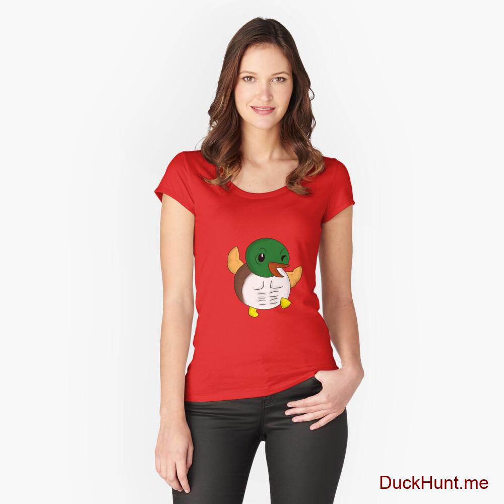 Super duck Red Fitted Scoop T-Shirt (Front printed)
