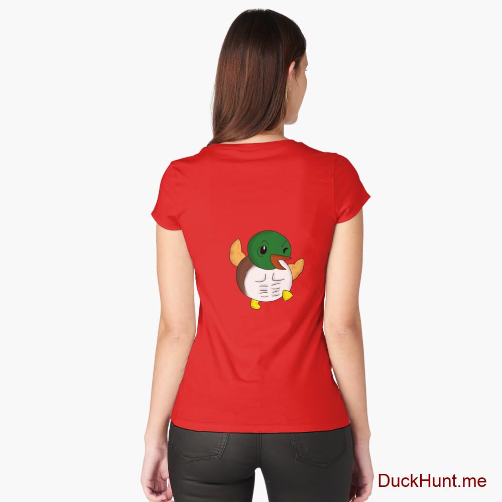 Super duck Red Fitted Scoop T-Shirt (Back printed)