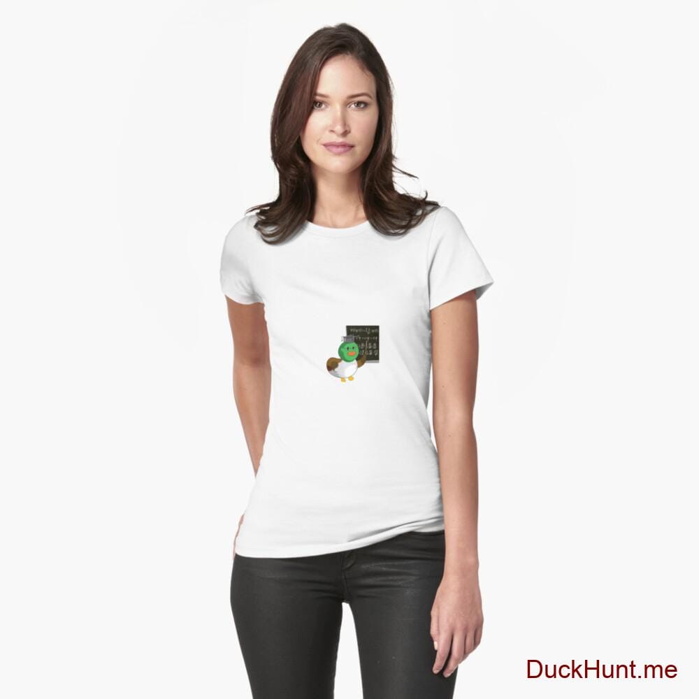 Prof Duck White Fitted T-Shirt (Front printed)