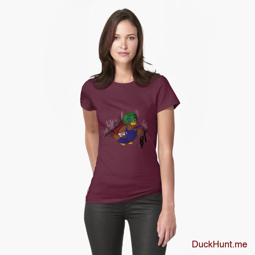Dead Boss Duck (smoky) Dark Red Fitted T-Shirt (Front printed)