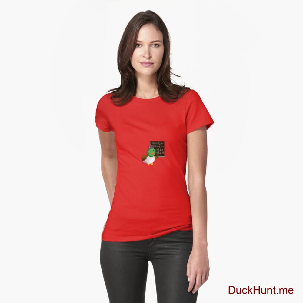 Prof Duck Red Fitted T-Shirt (Front printed)