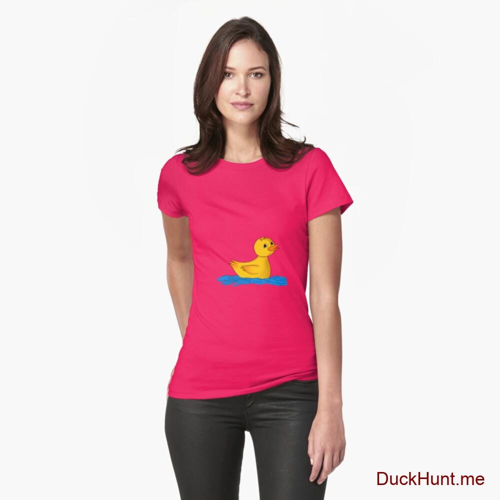 Plastic Duck Berry Fitted T-Shirt (Front printed)