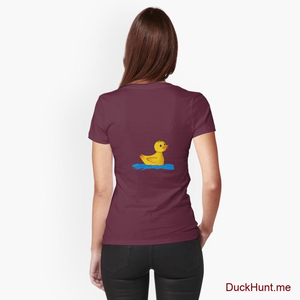 Plastic Duck Dark Red Fitted T-Shirt (Back printed)