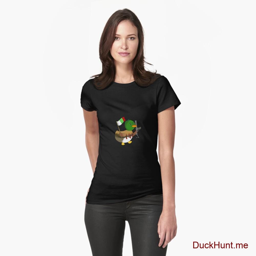 Kamikaze Duck Black Fitted T-Shirt (Front printed)