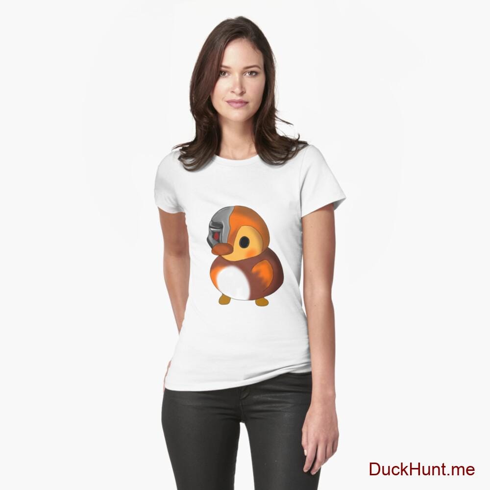 Mechanical Duck White Fitted T-Shirt (Front printed)