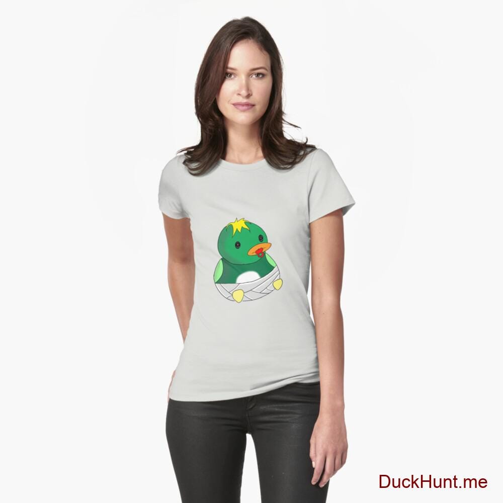 Baby duck Light Grey Fitted T-Shirt (Front printed)
