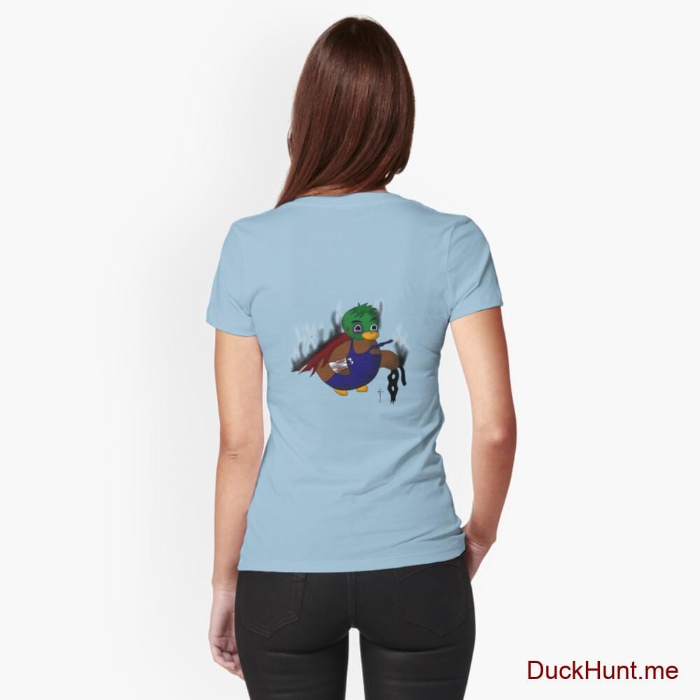 Dead Boss Duck (smoky) Light Blue Fitted T-Shirt (Back printed)