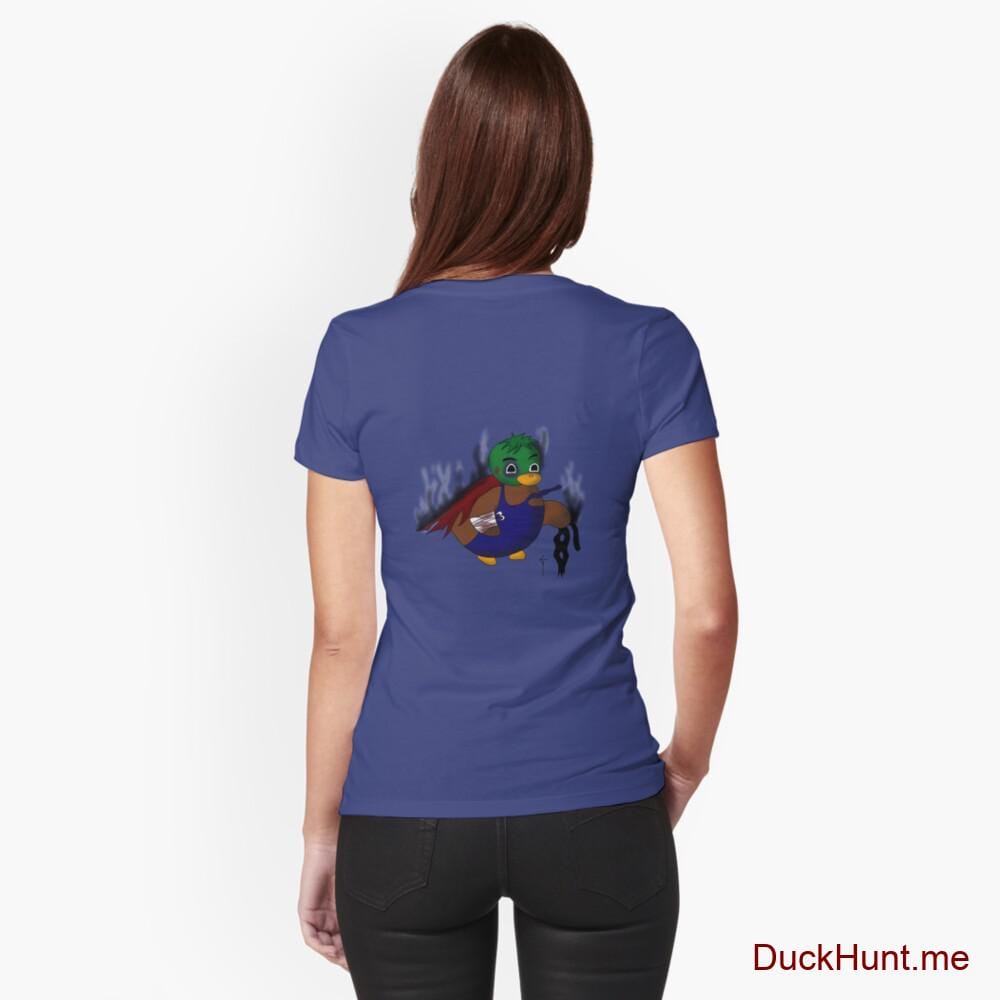 Dead Boss Duck (smoky) Blue Fitted T-Shirt (Back printed)