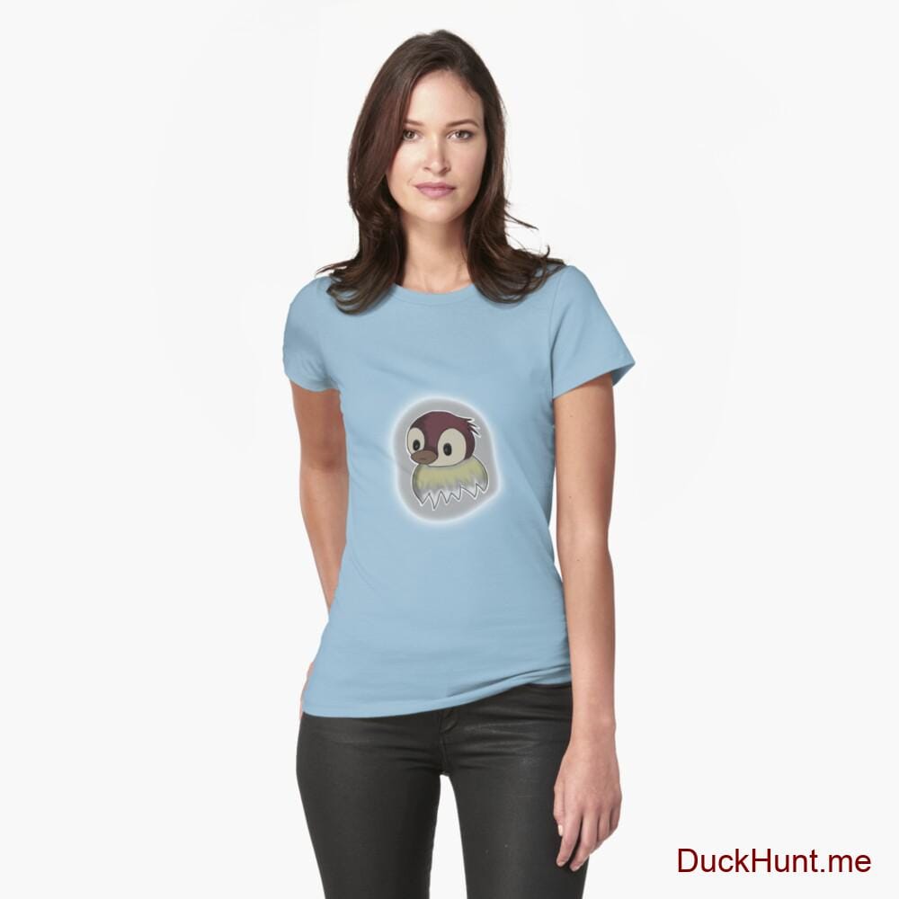 Ghost Duck (foggy) Light Blue Fitted T-Shirt (Front printed)