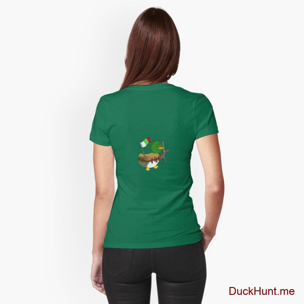 Kamikaze Duck Green Fitted T-Shirt (Back printed)