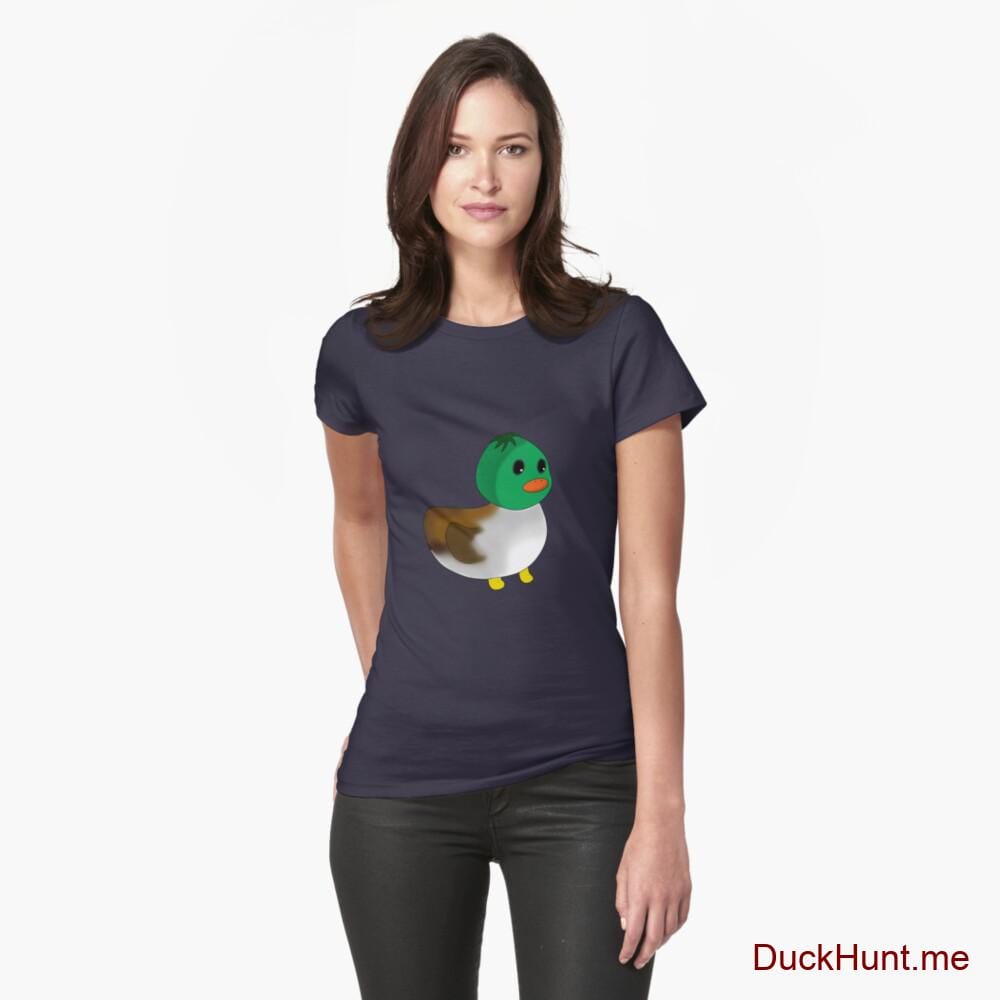 Normal Duck Dark Blue Fitted T-Shirt (Front printed)
