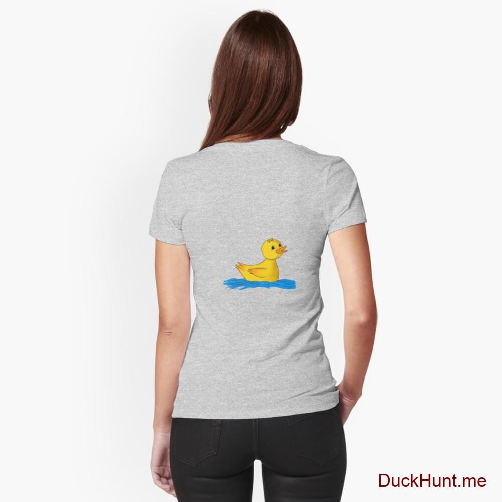 Plastic Duck Heather Grey Fitted V-Neck T-Shirt (Back printed)