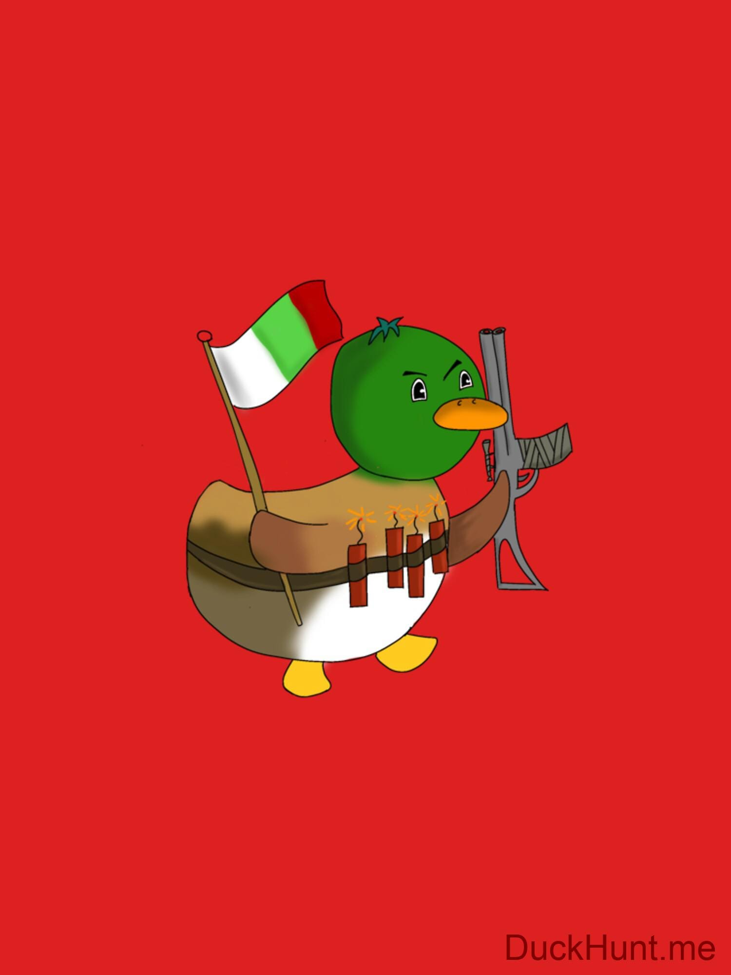 Kamikaze Duck Red Fitted V-Neck T-Shirt (Back printed) alternative image 1