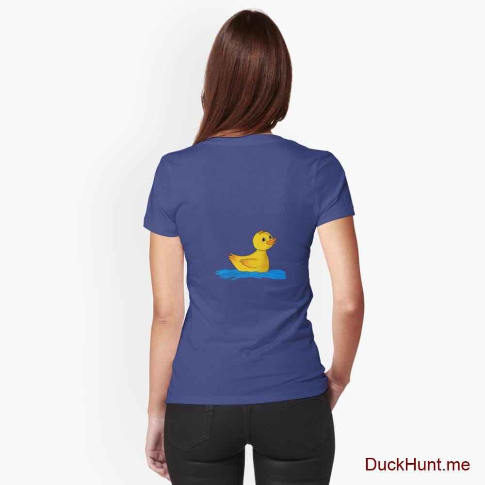 Plastic Duck Blue Fitted V-Neck T-Shirt (Back printed)