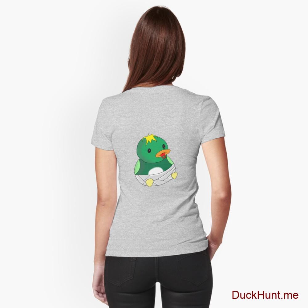 Baby duck Heather Grey Fitted V-Neck T-Shirt (Back printed)