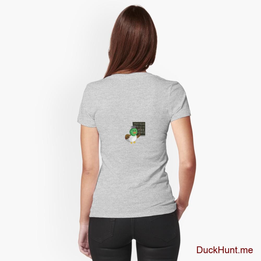 Prof Duck Heather Grey Fitted V-Neck T-Shirt (Back printed)
